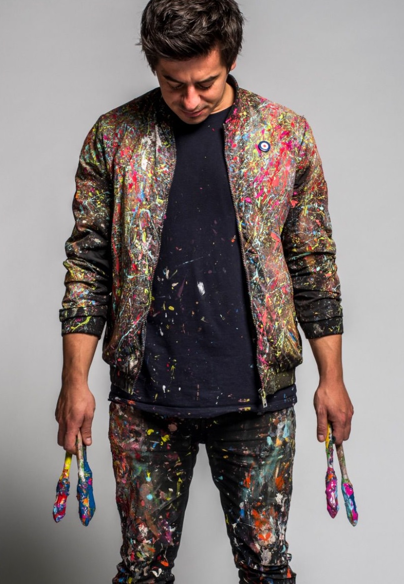 Dave Sharp's paint-covered trousers and trainers