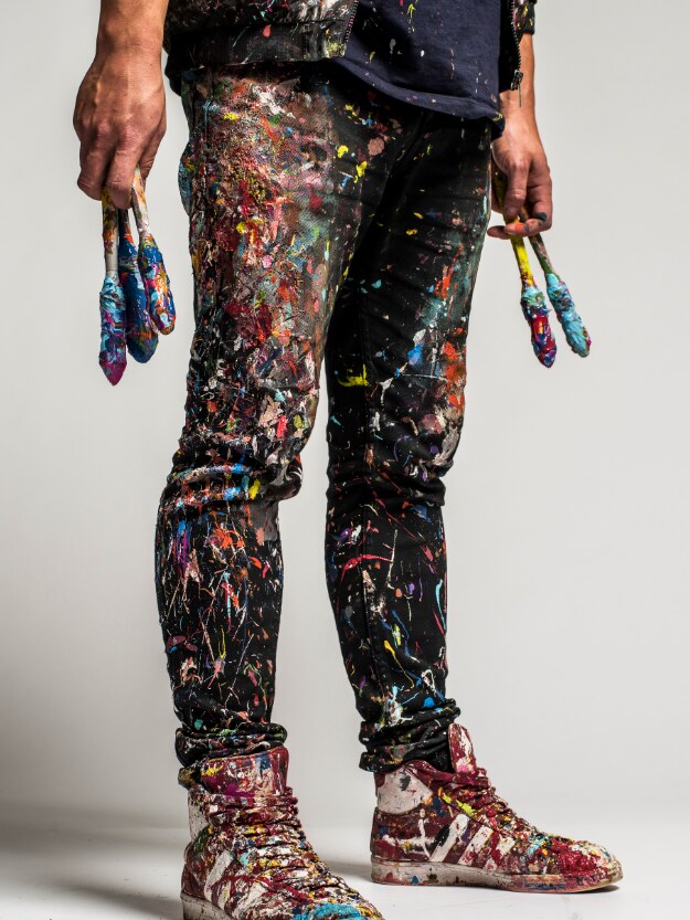 Twelve years of live painting — paint-splattered studio gear